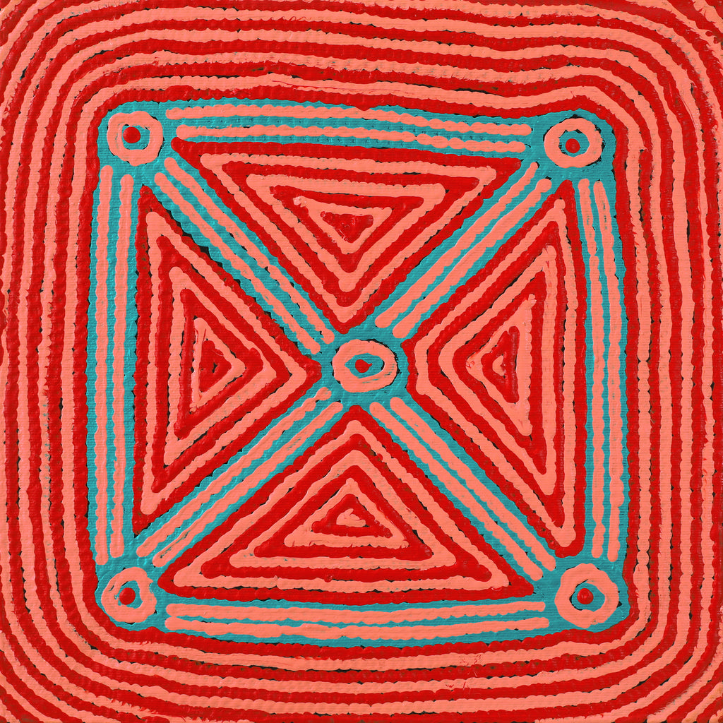 Aboriginal Artwork by Sabrina Nungarrayi Gibson, Yankirri Jukurrpa (Emu Dreaming) - Ngarlikurlangu, 30x30cm