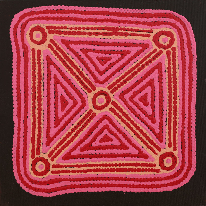 Aboriginal Artwork by Sabrina Nungarrayi Gibson, Yankirri Jukurrpa (Emu Dreaming) - Ngarlikurlangu, 30x30cm