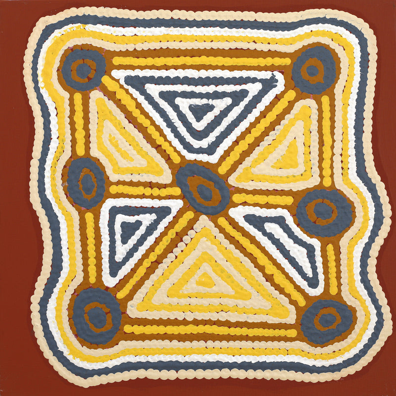 Aboriginal Artwork by Sabrina Nungarrayi Gibson, Yankirri Jukurrpa (Emu Dreaming) - Ngarlikurlangu, 30x30cm