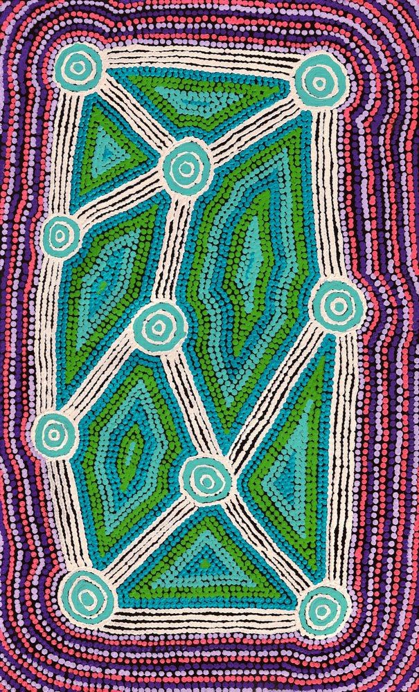Aboriginal Artwork by Sabrina Nungarrayi Gibson, Yankirri Jukurrpa (Emu Dreaming) - Ngarlikurlangu,76x46cm