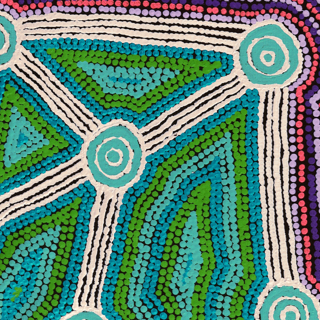 Aboriginal Artwork by Sabrina Nungarrayi Gibson, Yankirri Jukurrpa (Emu Dreaming) - Ngarlikurlangu,76x46cm