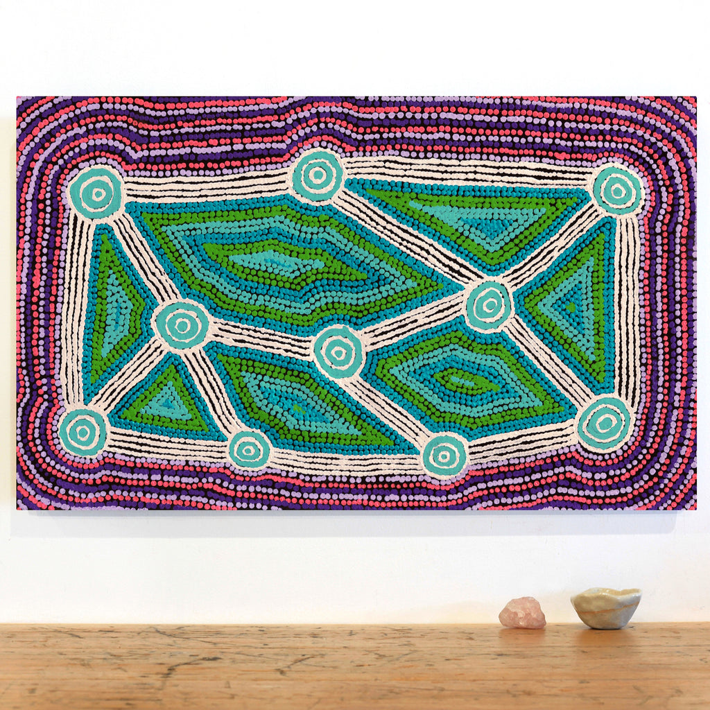 Aboriginal Artwork by Sabrina Nungarrayi Gibson, Yankirri Jukurrpa (Emu Dreaming) - Ngarlikurlangu,76x46cm - ART ARK®