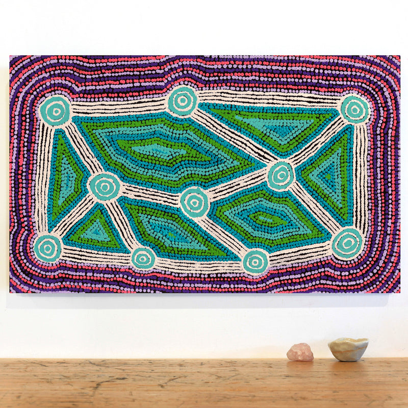 Aboriginal Artwork by Sabrina Nungarrayi Gibson, Yankirri Jukurrpa (Emu Dreaming) - Ngarlikurlangu,76x46cm