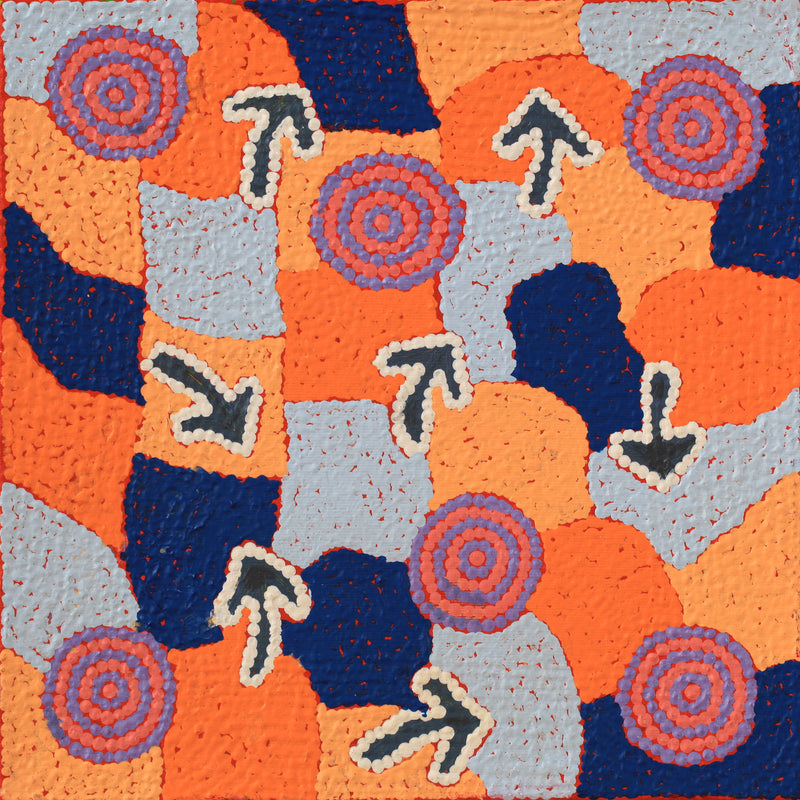 Aboriginal Artwork by Sabrina Nungarrayi Gibson, Yankirri Jukurrpa (Emu Dreaming) - Ngarlikurlangu, 30x30cm