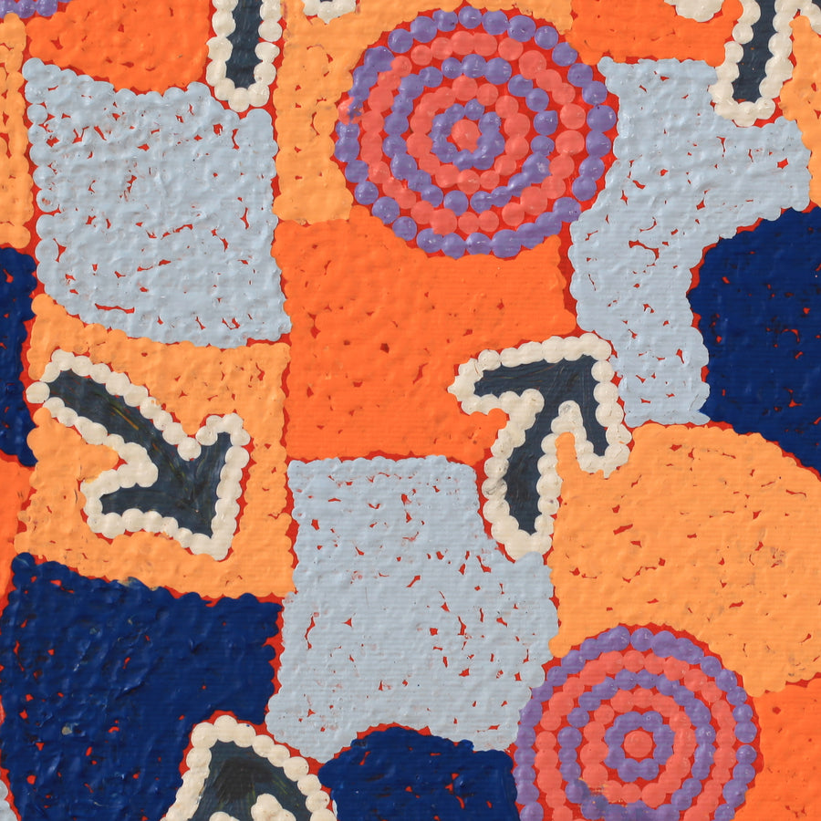 Aboriginal Artwork by Sabrina Nungarrayi Gibson, Yankirri Jukurrpa (Emu Dreaming) - Ngarlikurlangu, 30x30cm