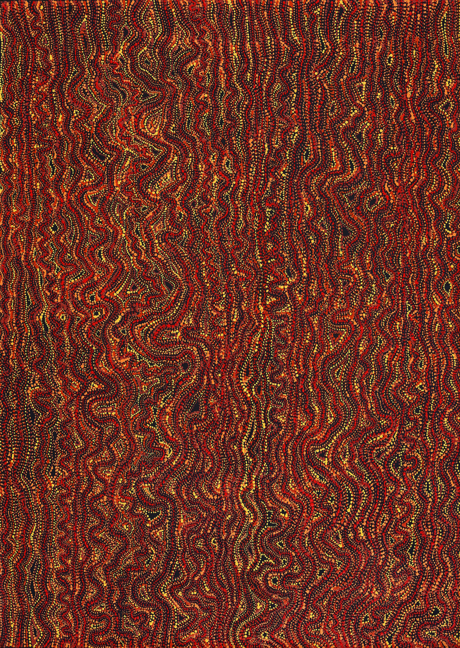 Aboriginal Artwork by Sabrina Nangala Robertson, Ngapa Jukurrpa (Water Dreaming) - Pirlinyarnu, 107x76cm