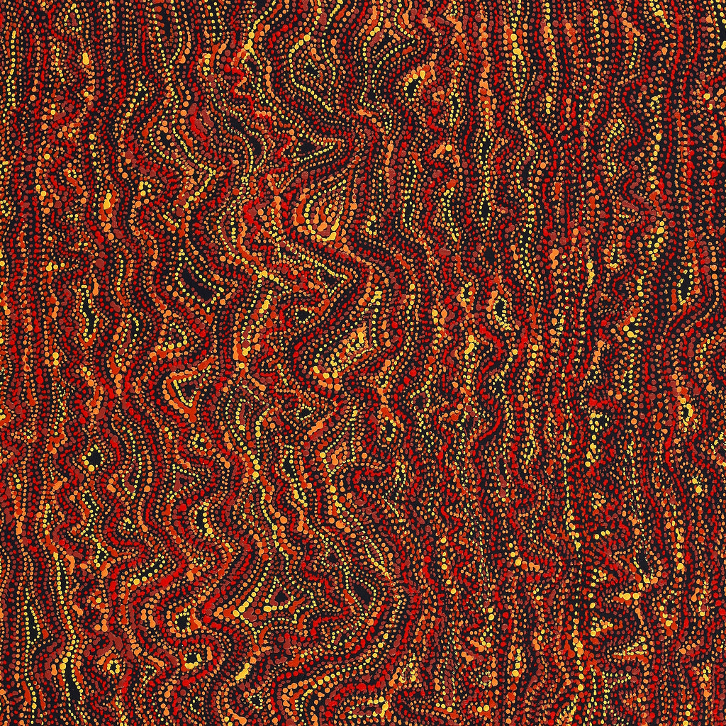 Aboriginal Artwork by Sabrina Nangala Robertson, Ngapa Jukurrpa (Water Dreaming) - Pirlinyarnu, 107x76cm
