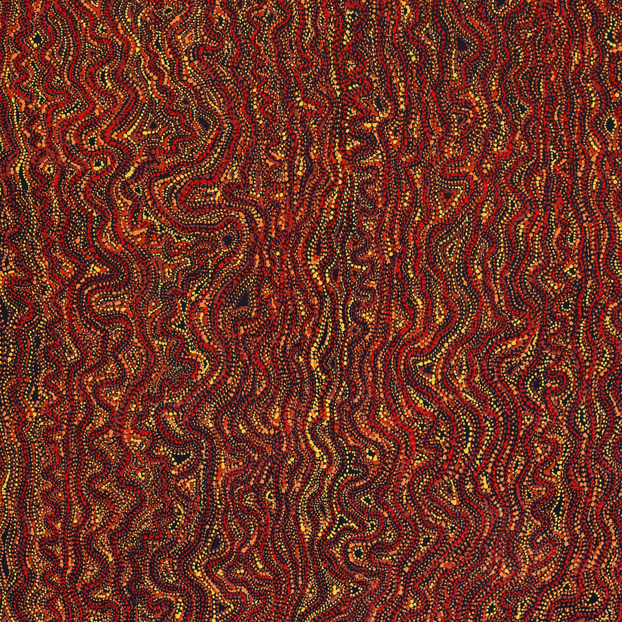 Aboriginal Artwork by Sabrina Nangala Robertson, Ngapa Jukurrpa (Water Dreaming) - Pirlinyarnu, 107x76cm