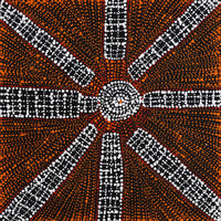 Aboriginal Artwork by Sabrina Nangala Robertson, Ngapa Jukurrpa (Water Dreaming) - Pirlinyarnu, 46x46cm