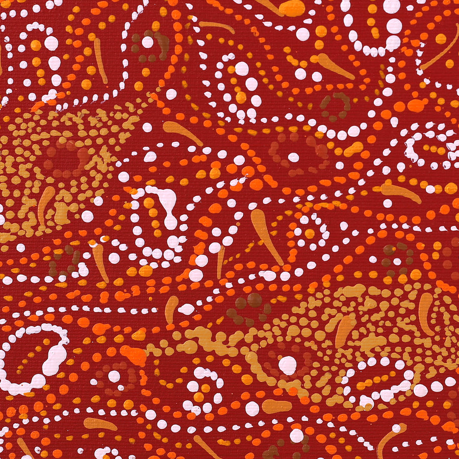 Aboriginal Artwork by Sabrina Nangala Robertson, Ngapa Jukurrpa (Water Dreaming) - Pirlinyarnu, 30x30cm