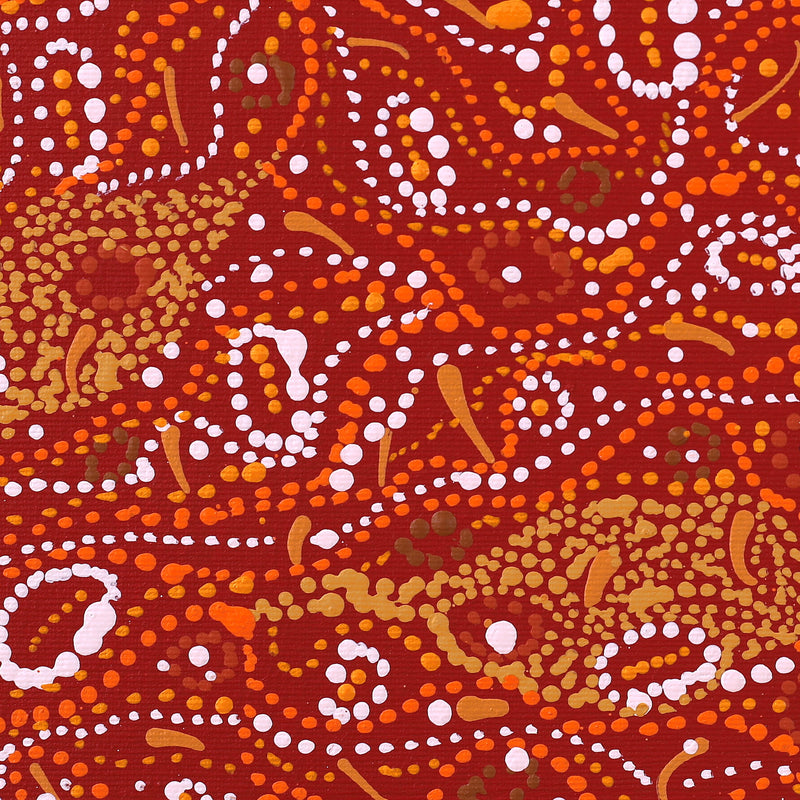 Aboriginal Artwork by Sabrina Nangala Robertson, Ngapa Jukurrpa (Water Dreaming) - Pirlinyarnu, 30x30cm