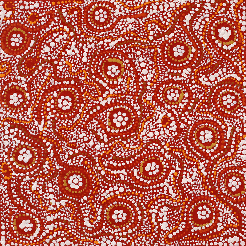 Aboriginal Artwork by Sabrina Nangala Robertson, Ngapa Jukurrpa (Water Dreaming) - Pirlinyarnu, 30x30cm