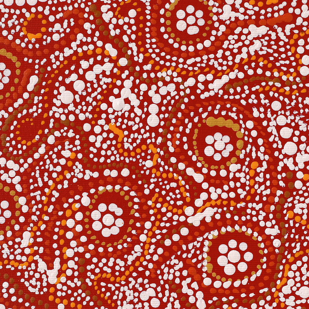 Aboriginal Artwork by Sabrina Nangala Robertson, Ngapa Jukurrpa (Water Dreaming) - Pirlinyarnu, 30x30cm