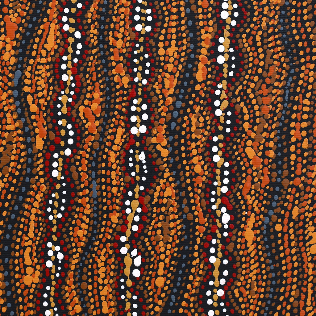 Aboriginal Artwork by Sabrina Nangala Robertson, Ngapa Jukurrpa (Water Dreaming) - Pirlinyarnu, 30x30cm
