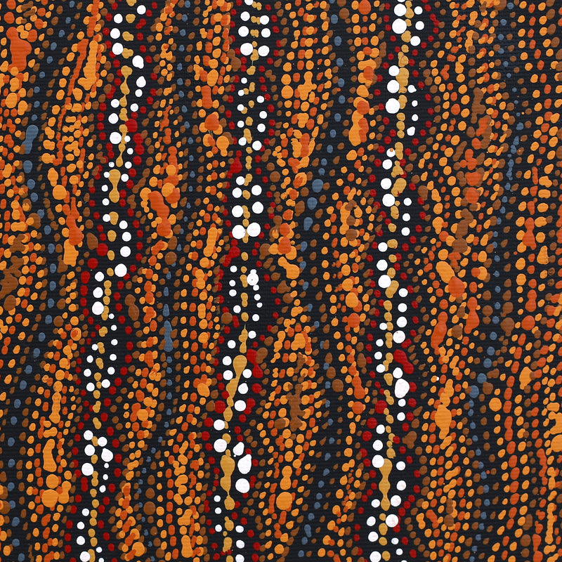 Aboriginal Artwork by Sabrina Nangala Robertson, Ngapa Jukurrpa (Water Dreaming) - Pirlinyarnu, 30x30cm