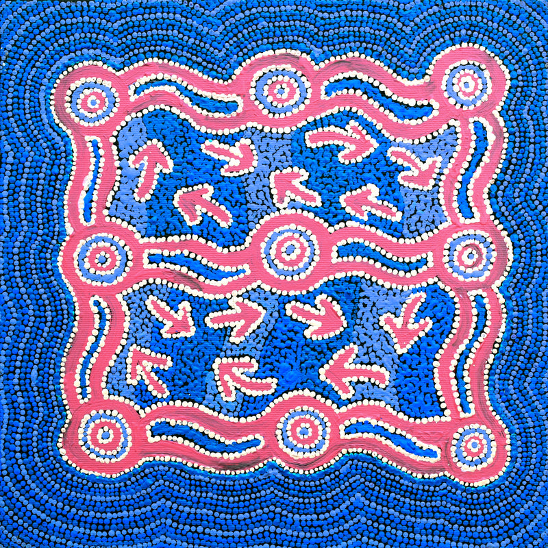 Aboriginal Artwork by Sabrina Nungarrayi Gibson, Yankirri Jukurrpa (Emu Dreaming) - Ngarlikurlangu, 30x30cm