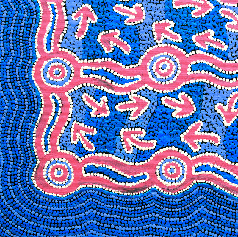 Aboriginal Artwork by Sabrina Nungarrayi Gibson, Yankirri Jukurrpa (Emu Dreaming) - Ngarlikurlangu, 30x30cm