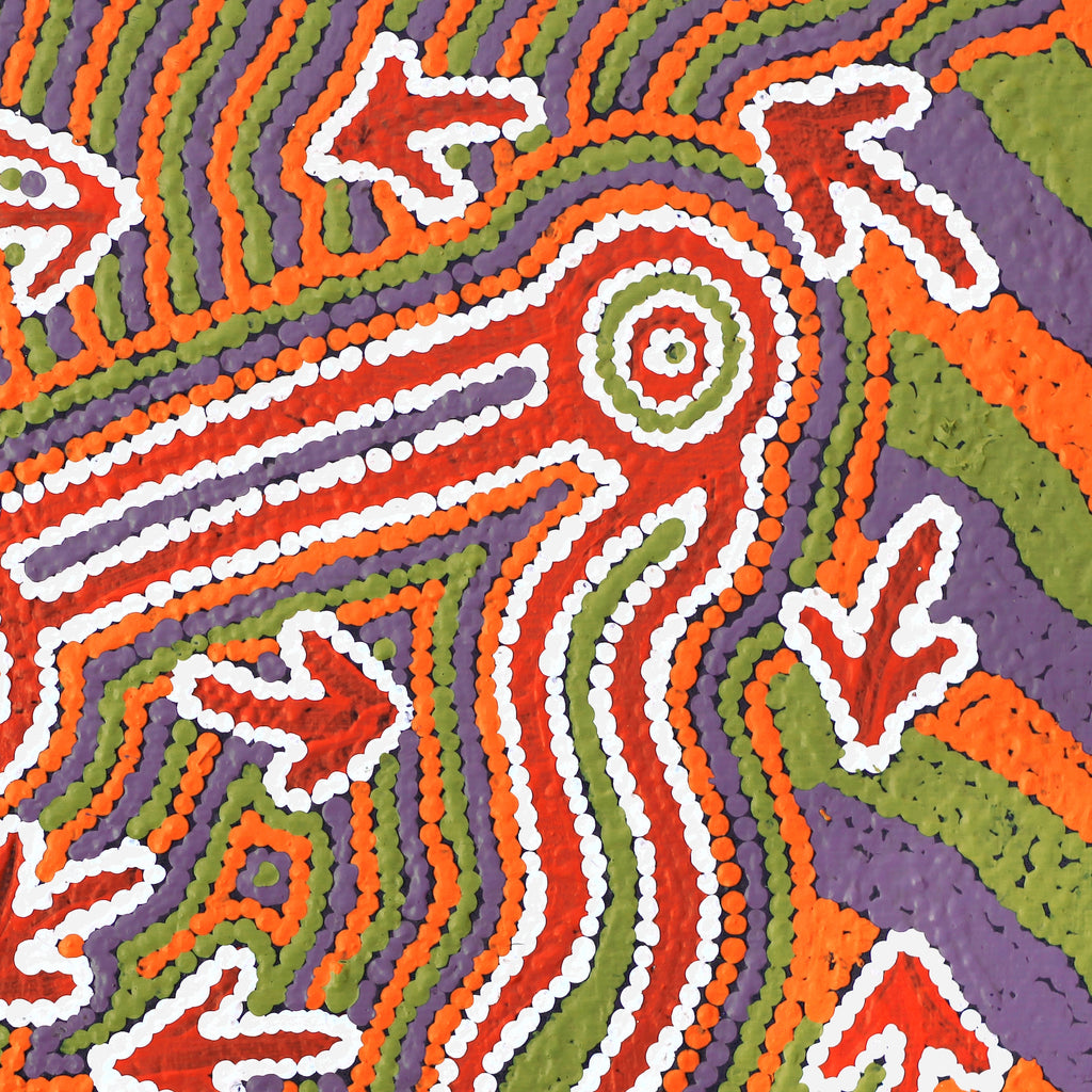 Aboriginal Artwork by Sabrina Nungarrayi Gibson, Yankirri Jukurrpa (Emu Dreaming) - Ngarlikurlangu, 30x30cm
