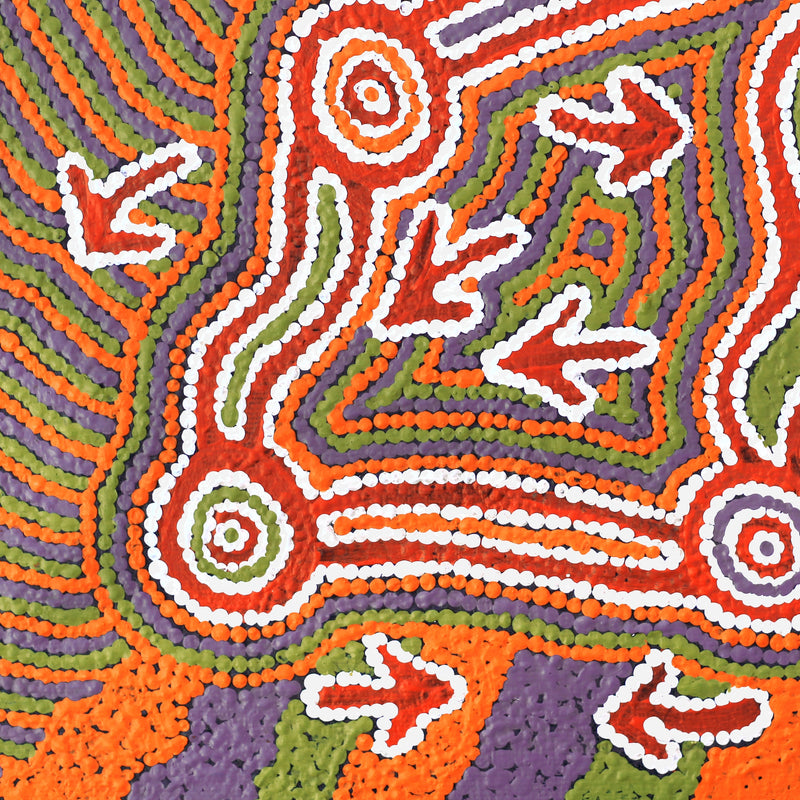 Aboriginal Artwork by Sabrina Nungarrayi Gibson, Yankirri Jukurrpa (Emu Dreaming) - Ngarlikurlangu, 30x30cm