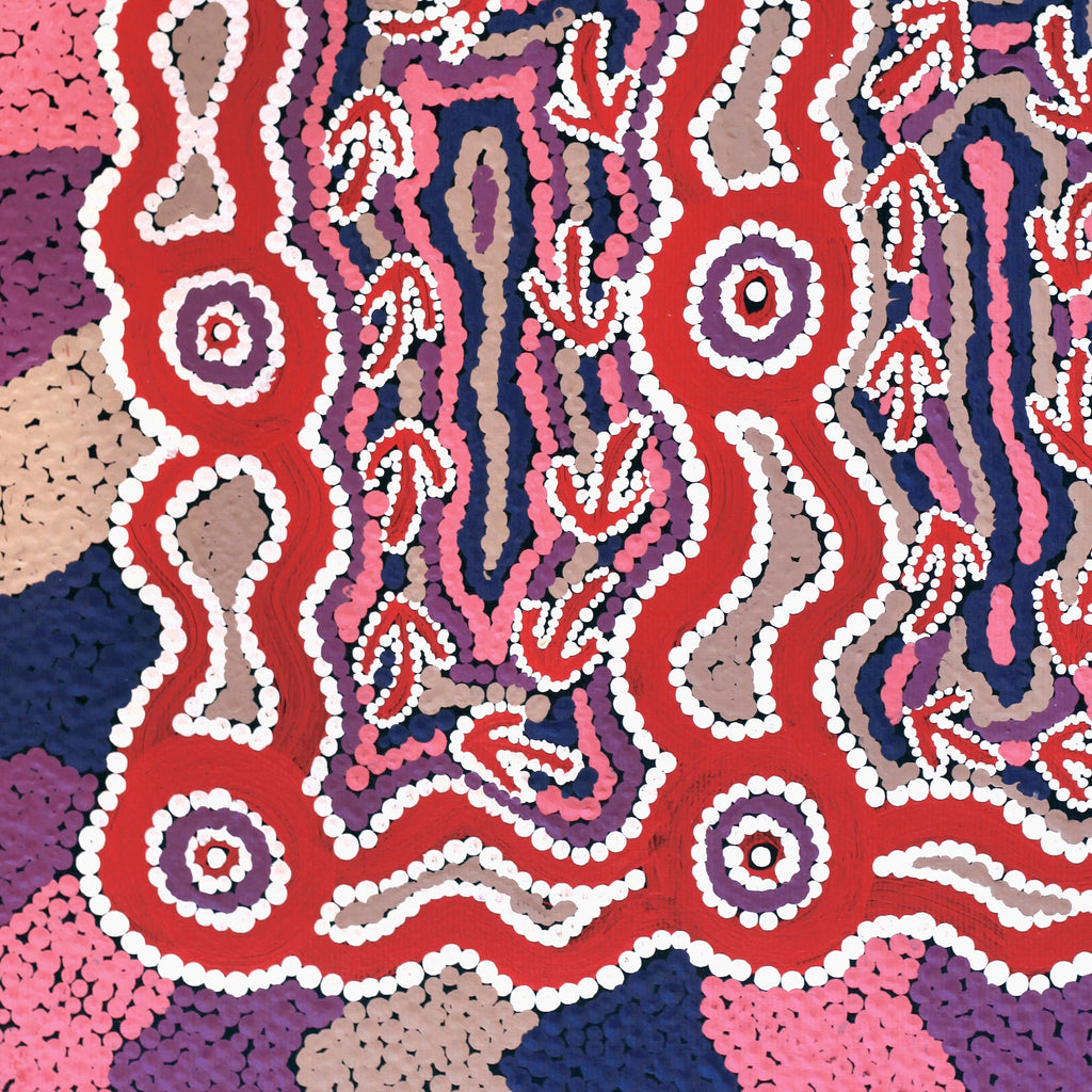 Aboriginal Artwork by Sabrina Nungarrayi Gibson, Yankirri Jukurrpa (Emu Dreaming) - Ngarlikurlangu, 30x30cm