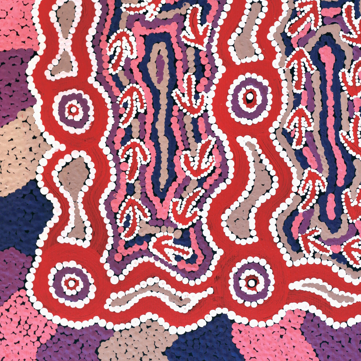 Aboriginal Artwork by Sabrina Nungarrayi Gibson, Yankirri Jukurrpa (Emu Dreaming) - Ngarlikurlangu, 30x30cm