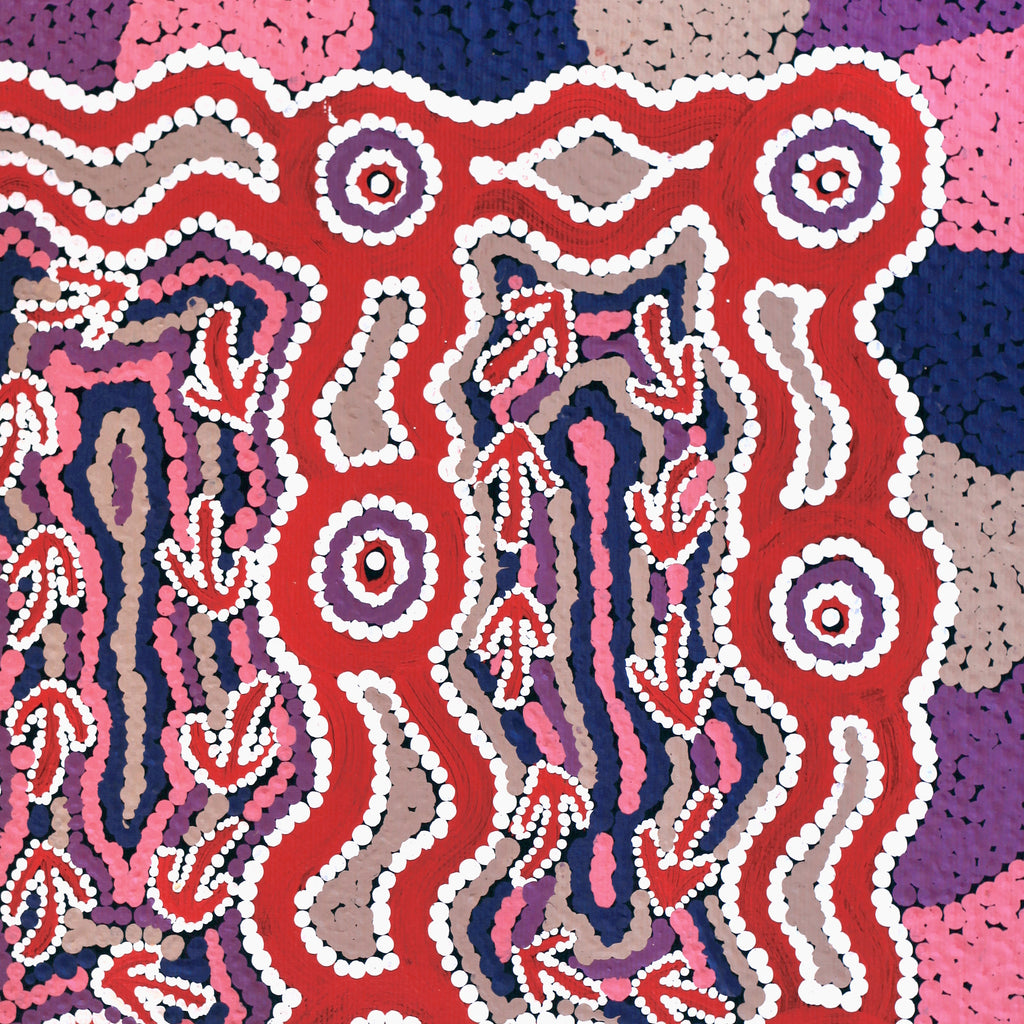 Aboriginal Artwork by Sabrina Nungarrayi Gibson, Yankirri Jukurrpa (Emu Dreaming) - Ngarlikurlangu, 30x30cm