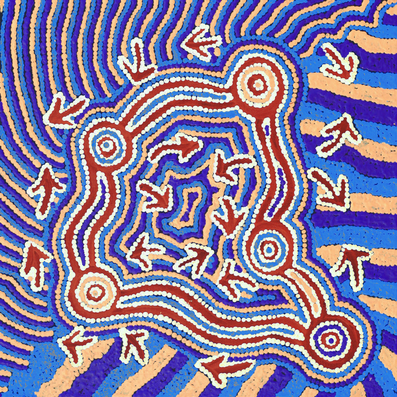 Aboriginal Artwork by Sabrina Nungarrayi Gibson, Yankirri Jukurrpa (Emu Dreaming) - Ngarlikurlangu, 30x30cm