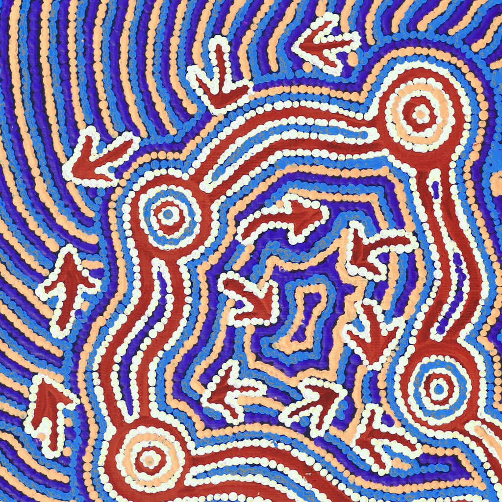 Aboriginal Artwork by Sabrina Nungarrayi Gibson, Yankirri Jukurrpa (Emu Dreaming) - Ngarlikurlangu, 30x30cm