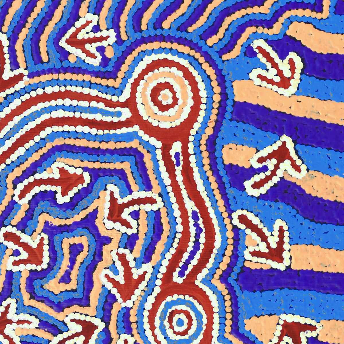 Aboriginal Artwork by Sabrina Nungarrayi Gibson, Yankirri Jukurrpa (Emu Dreaming) - Ngarlikurlangu, 30x30cm