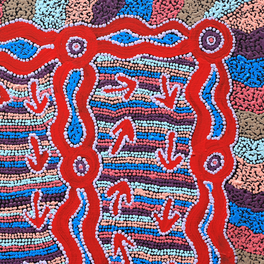 Aboriginal Artwork by Sabrina Nungarrayi Gibson, Yankirri Jukurrpa (Emu Dreaming) - Ngarlikurlangu, 30x30cm