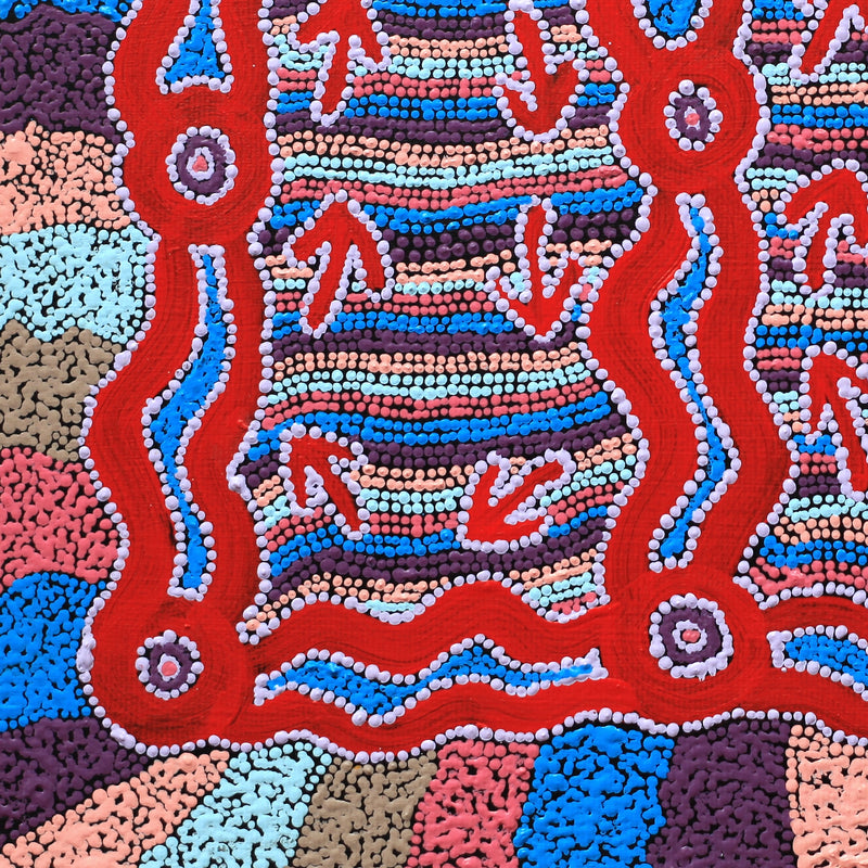 Aboriginal Artwork by Sabrina Nungarrayi Gibson, Yankirri Jukurrpa (Emu Dreaming) - Ngarlikurlangu, 30x30cm