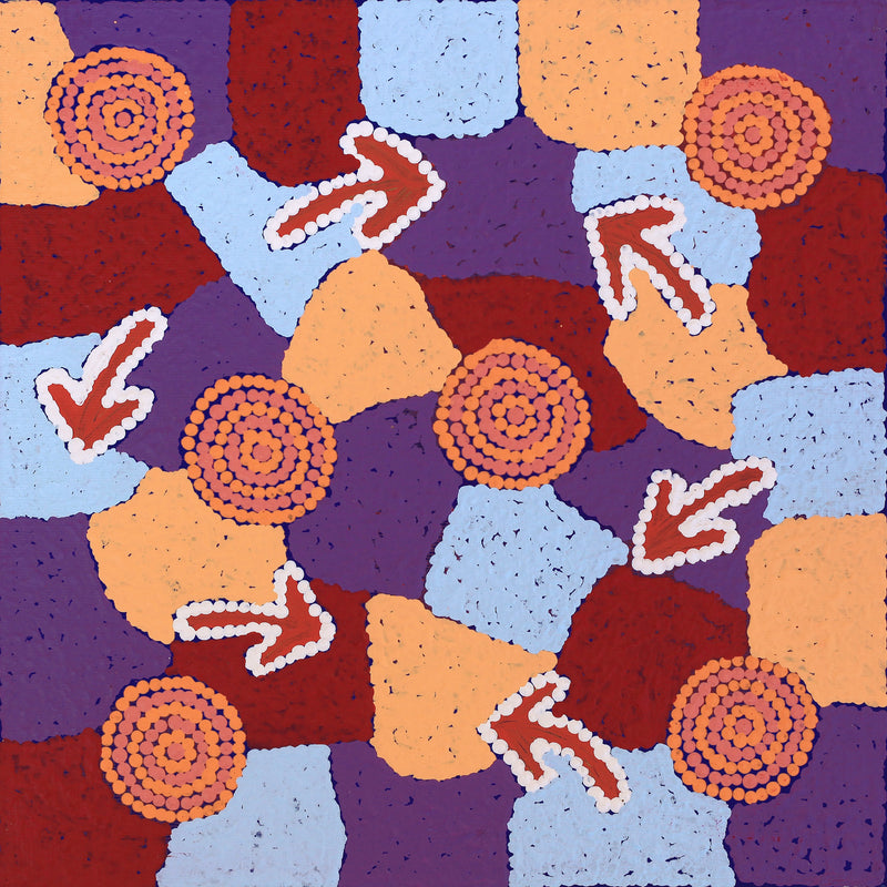 Aboriginal Artwork by Sabrina Nungarrayi Gibson, Yankirri Jukurrpa (Emu Dreaming) - Ngarlikurlangu, 30x30cm