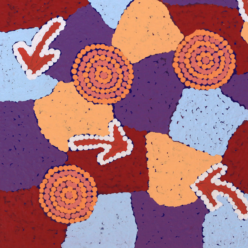 Aboriginal Artwork by Sabrina Nungarrayi Gibson, Yankirri Jukurrpa (Emu Dreaming) - Ngarlikurlangu, 30x30cm