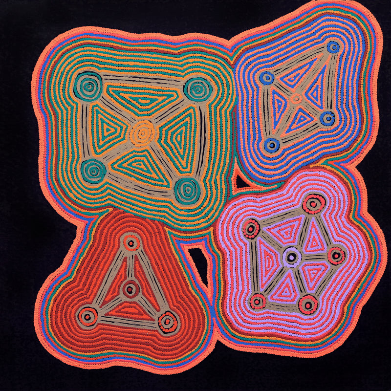 Aboriginal Artwork by Sabrina Nungarrayi Gibson, Yankirri Jukurrpa (Emu Dreaming) - Ngarlikurlangu, 91x91cm