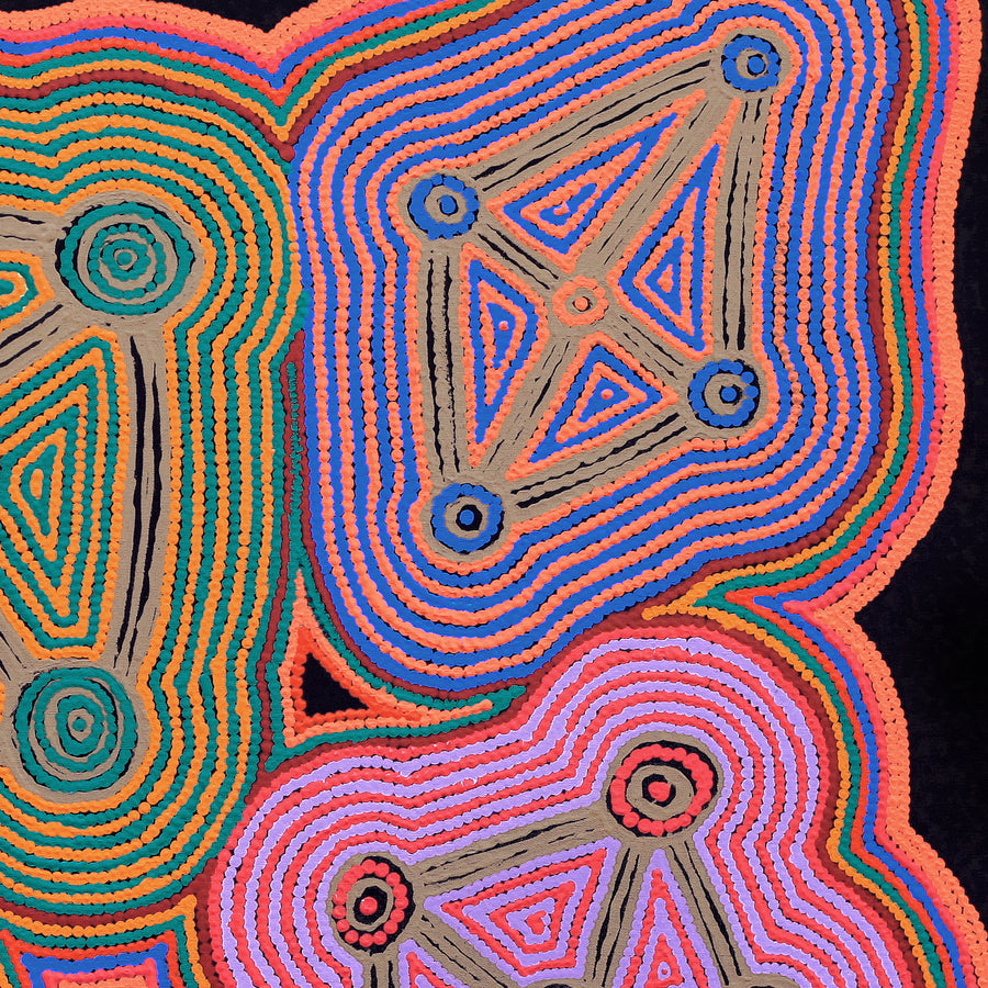 Aboriginal Artwork by Sabrina Nungarrayi Gibson, Yankirri Jukurrpa (Emu Dreaming) - Ngarlikurlangu, 91x91cm