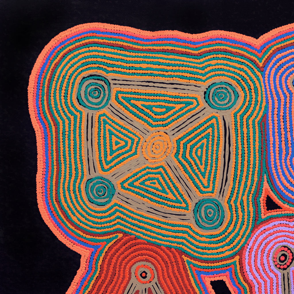Aboriginal Art by Sabrina Nungarrayi Gibson, Yankirri Jukurrpa (Emu Dreaming) - Ngarlikurlangu, 91x91cm - ART ARK®