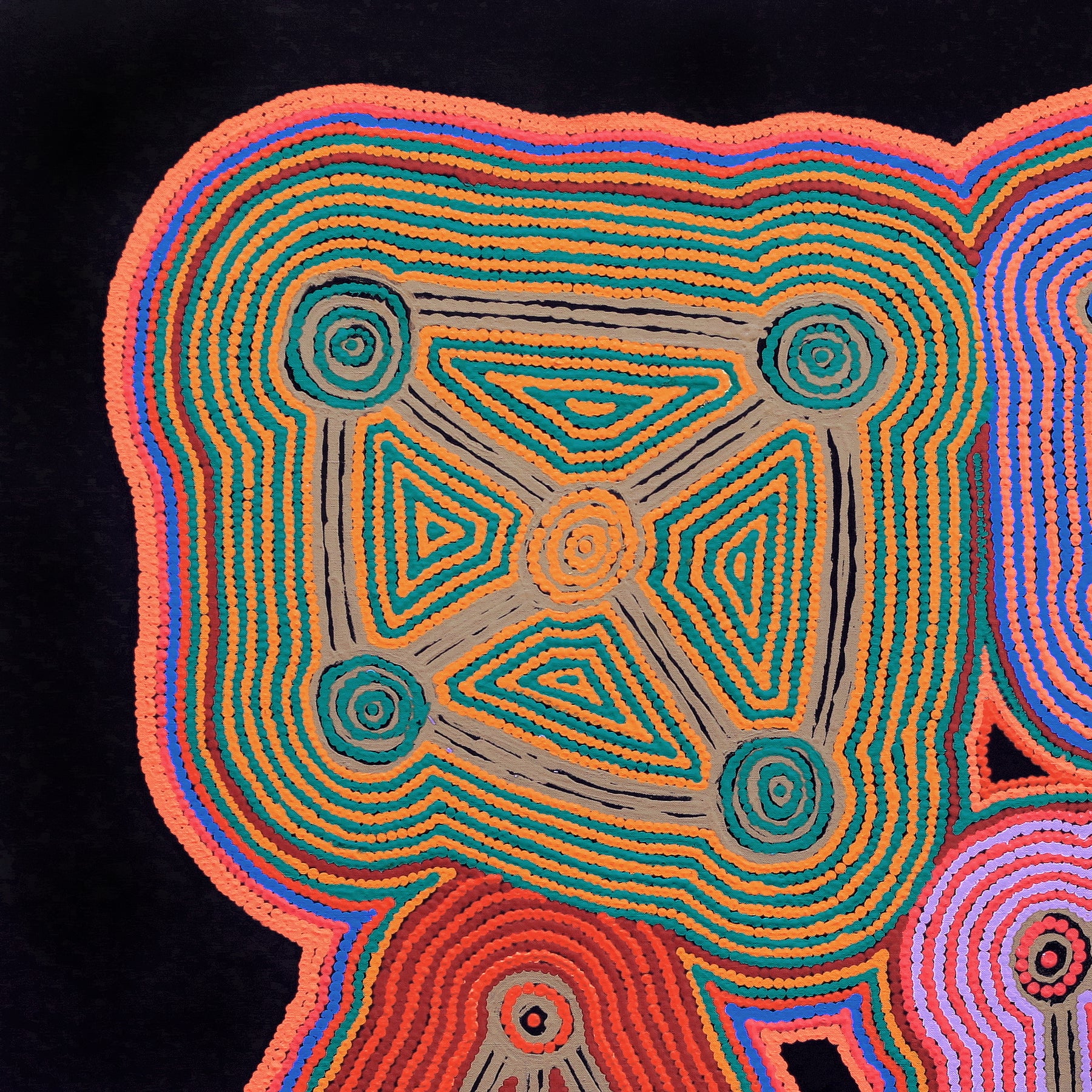 348/25ny Painting Nyirripi Wirnpa Jukurrpa (Lightning Dreaming) 46x30cm Sabrina Nungarrayi Gibson - Warlukulangu Artists