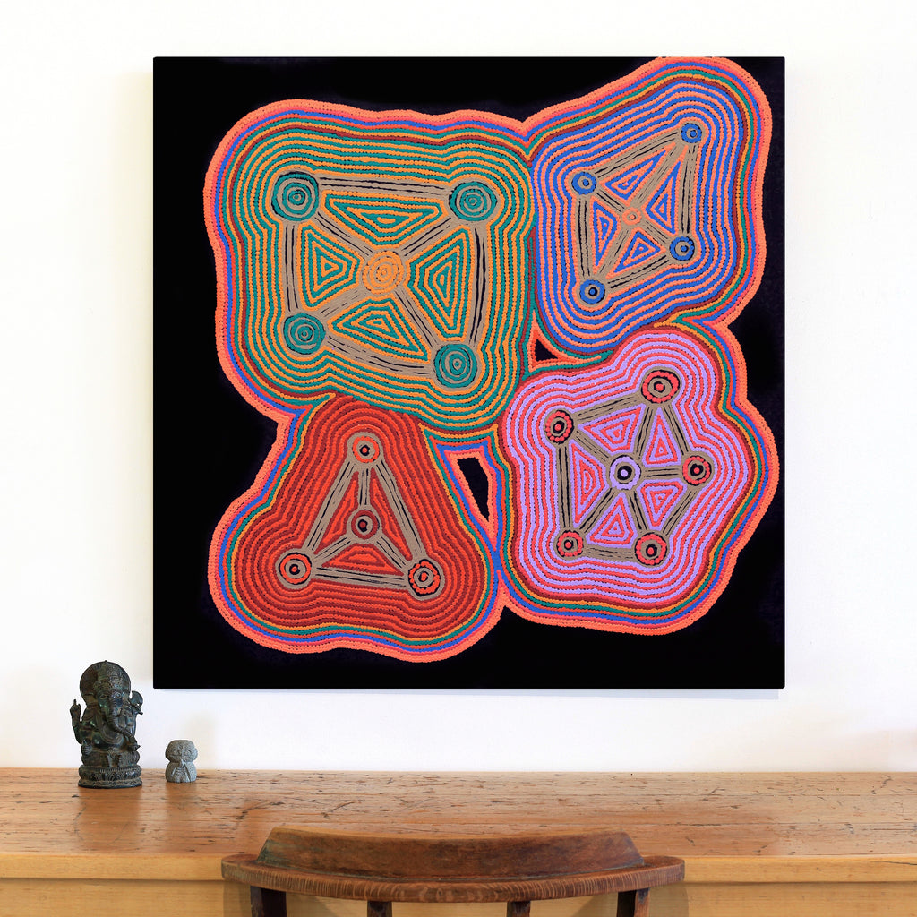 Aboriginal Artwork by Sabrina Nungarrayi Gibson, Yankirri Jukurrpa (Emu Dreaming) - Ngarlikurlangu, 91x91cm