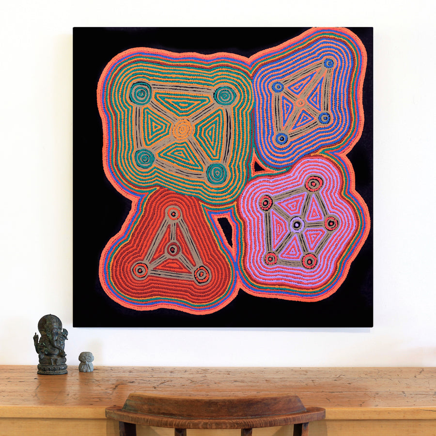 Aboriginal Artwork by Sabrina Nungarrayi Gibson, Yankirri Jukurrpa (Emu Dreaming) - Ngarlikurlangu, 91x91cm