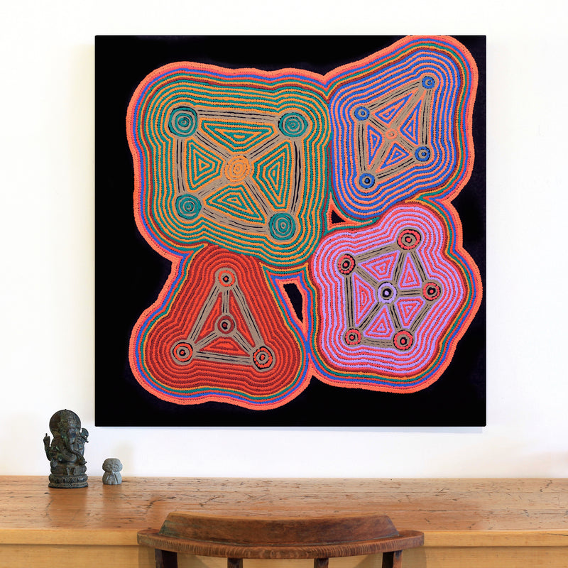 Aboriginal Artwork by Sabrina Nungarrayi Gibson, Yankirri Jukurrpa (Emu Dreaming) - Ngarlikurlangu, 91x91cm