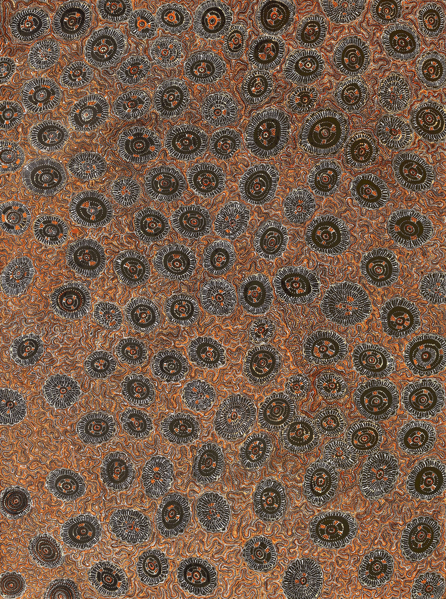 Aboriginal Artwork by Sabrina Nangala Robertson, Ngapa Jukurrpa (Water Dreaming) - Pirlinyarnu, 203x152cm