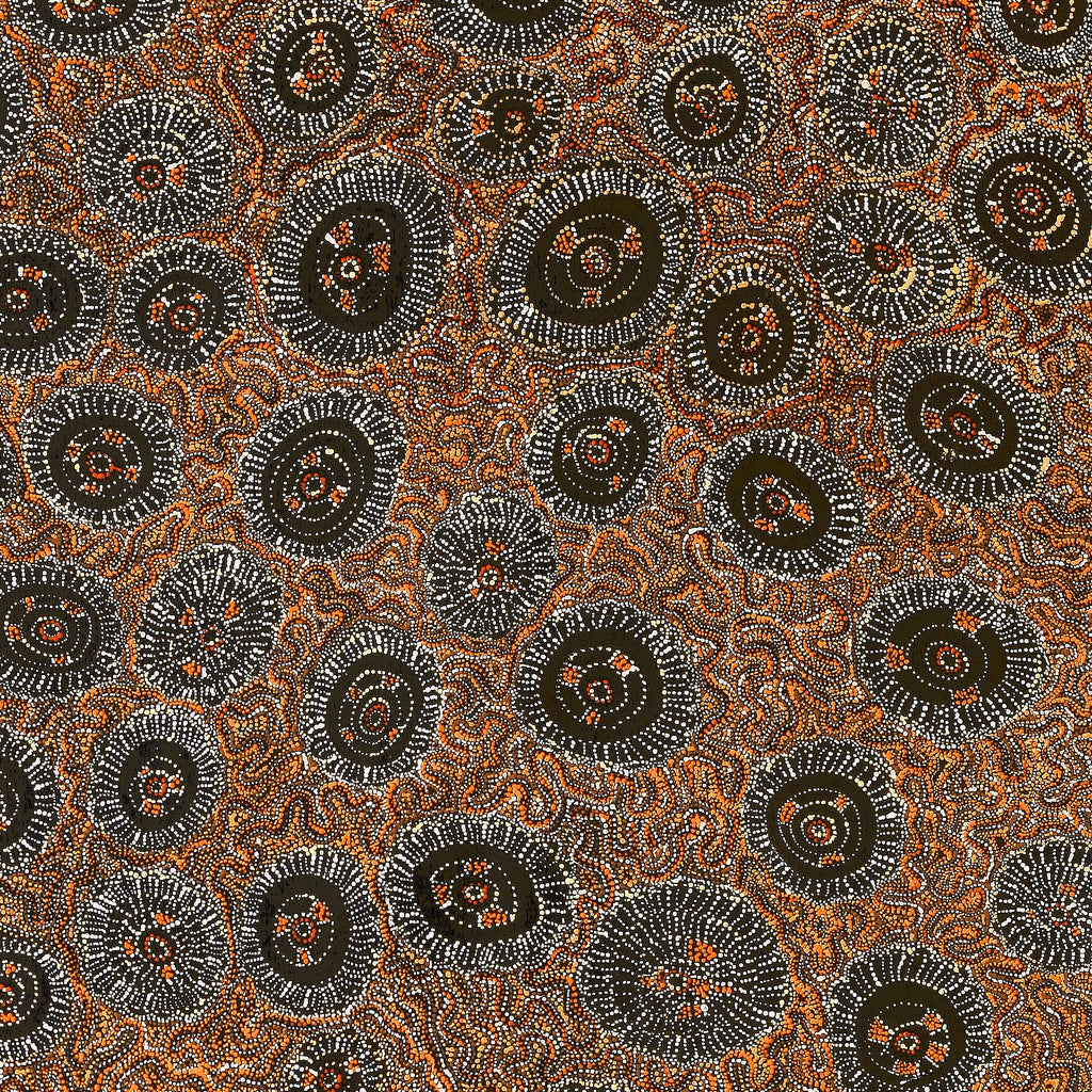 Aboriginal Artwork by Sabrina Nangala Robertson, Ngapa Jukurrpa (Water Dreaming) - Pirlinyarnu, 203x152cm