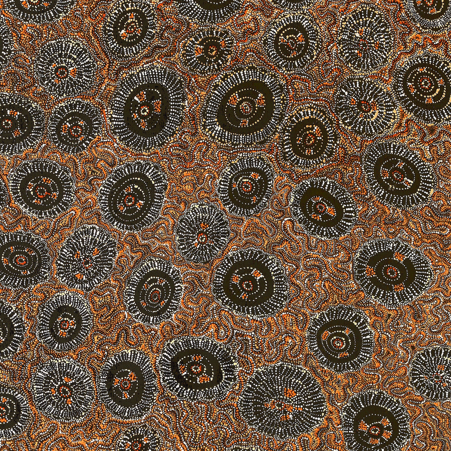 Aboriginal Artwork by Sabrina Nangala Robertson, Ngapa Jukurrpa (Water Dreaming) - Pirlinyarnu, 203x152cm