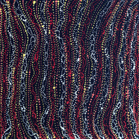 Aboriginal Artwork by Sabrina Nangala Robertson, Ngapa Jukurrpa (Water Dreaming) - Pirlinyarnu, 30x30cm