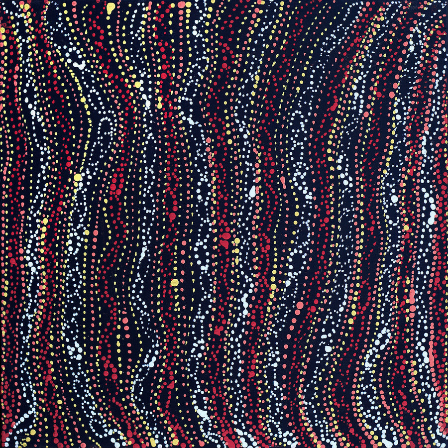Aboriginal Artwork by Sabrina Nangala Robertson, Ngapa Jukurrpa (Water Dreaming) - Pirlinyarnu, 30x30cm