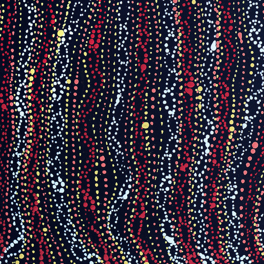 Aboriginal Artwork by Sabrina Nangala Robertson, Ngapa Jukurrpa (Water Dreaming) - Pirlinyarnu, 30x30cm