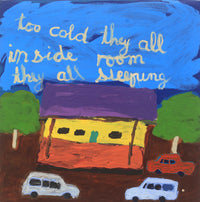 Aboriginal Artwork by Sally M Mulda, Too Cold, Abott's Camp, 57x57cm