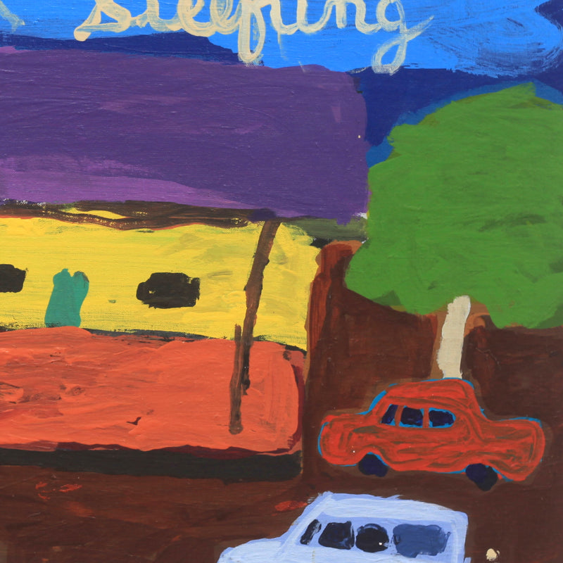 Aboriginal Artwork by Sally M Mulda, Too Cold, Abott's Camp, 57x57cm