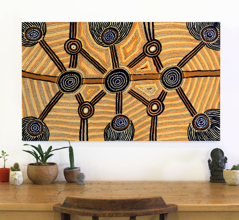 Aboriginal Artwork by Sam Tjapanangka George, Kalaya Tjukurrpa, 101x61
