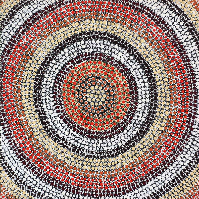 Aboriginal Artwork by Samara Napaljarri Dickson, Watiya-warnu Jukurrpa (Seed Dreaming), 30x30cm